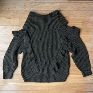Express Cowlneck Sweater in Olive Green